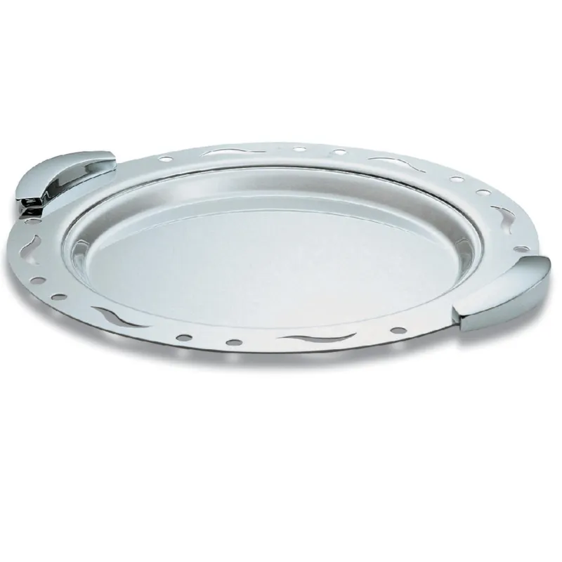 Vassoio Tondo con manici 35 cm Linea Punto e Virgola EME in acciaio inox Lucido traforato Eme Posaterie Non Perdere