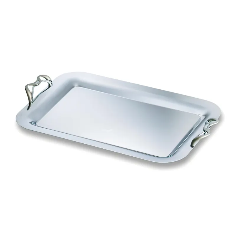 Prezzo Di Fabbrica Vassoio Rettangolare Piccolo Dimensioni 38x27,5 cm - con manici Linea ALEX EME in acciaio inox Lucido Eme Posaterie