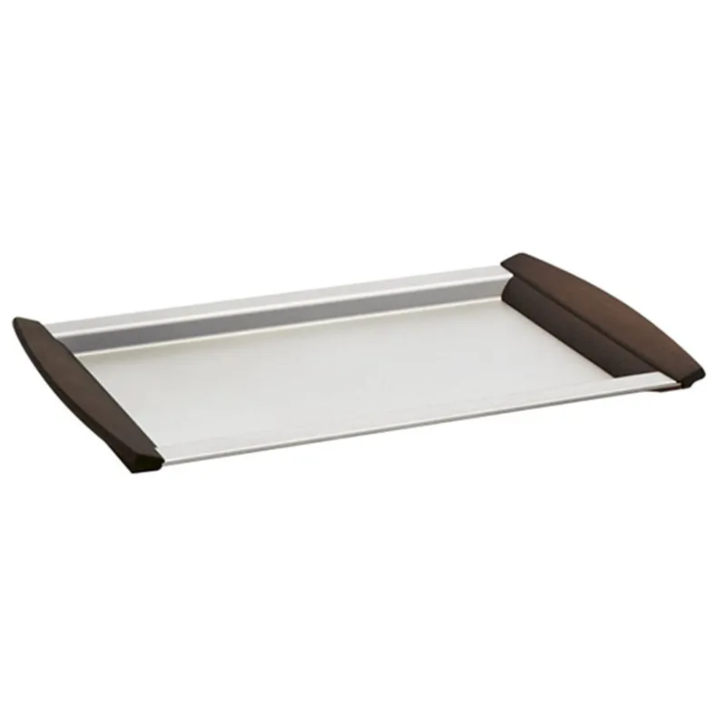 Vassoio Rettangolare ALLURE 23x33 cm in acciaio inox Lucido 18/10 e manici in legno Wengè Eme Posaterie Nuova Collezione