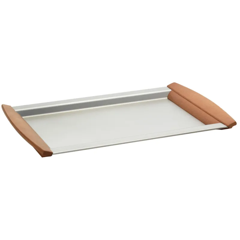 A Buon Prezzo Vassoio Rettangolare ALLURE 23x33 cm in acciaio inox 18/10 Lucido e manici in legno Eme Posaterie