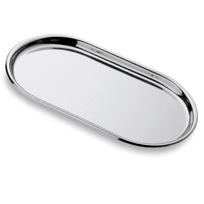 Vassoio Ovale Piano Convivio 47 cm con bordo in acciaio inox Lucido Eme Posaterie Offerta