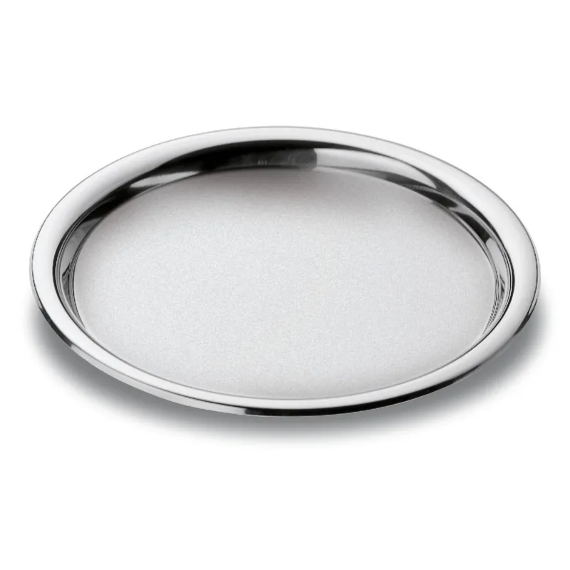 Vassoio Rotondo Fondo con bordo rialzato Convivio Ø 30 cm con bordo inox lucido ed interno sabbiato Eme Posaterie A Buon Prezzo