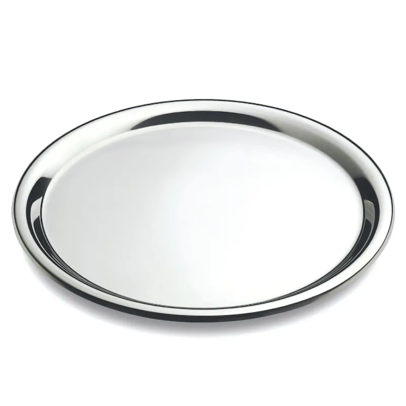 Professionale Vassoio Rotondo Piano Convivio Ø 30 cm con bordo ed interno in acciaio inox Lucido Eme Posaterie