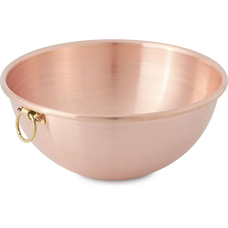 Bastardella semisferica con Anello Ø 26xh13,5 cm- Lt 3,5 in rame massiccio liscio smerigliato CuArtigiana Ultime Pezzi