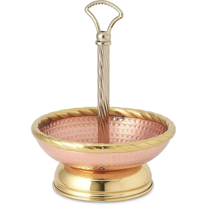 Offerta Speciale Alzata Portafrutta Ø 24xh31 cm ad un livello in rame massiccio e ottone CuArtigiana