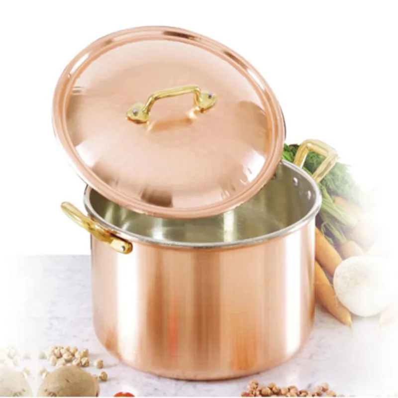 Acquista Ora Casseruola Alta 2 manici Ø 28 cm realizzata in rame massiccio liscio stagnato a mano Linea Traditional CuArtigiana