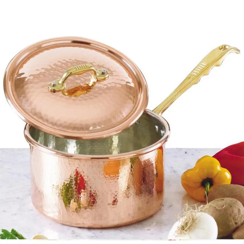 Casseruola Alta 1 manico diametro 20 cm - h12 cm - 3.7 lt in rame Martellato Stagnato linea Luxury Line CuArtigiana Offerta Speciale