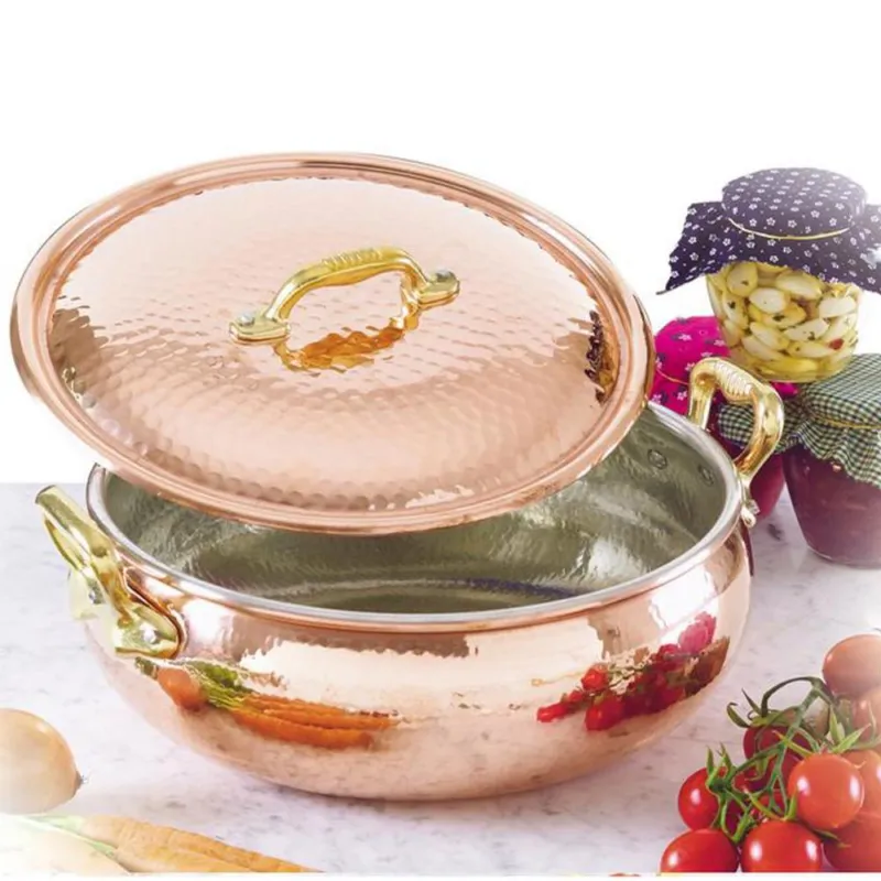 A Buon Prezzo Legumiera 2 manici diametro 20 cm - h9.5 cm - 3.3 lt in rame Martellato Stagnato linea Luxury Line CuArtigiana