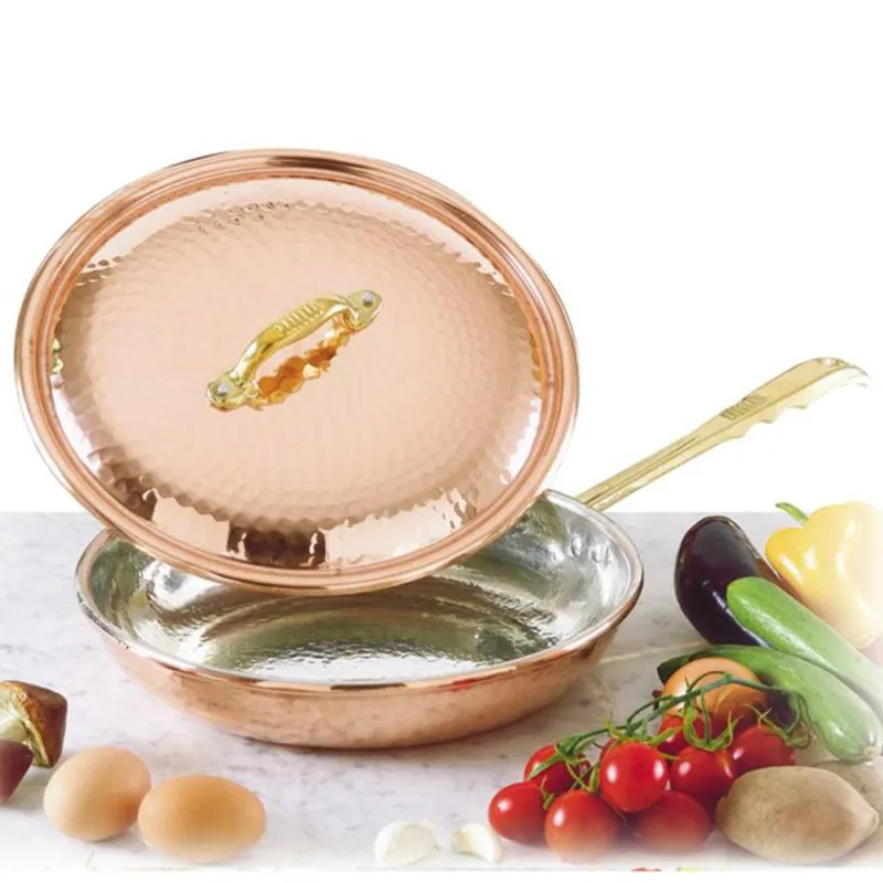 Acquista Ora Padella con 1 manico diametro 24 cm - h6 cm - 2.35 lt in rame Martellato Stagnato linea Luxury Line CuArtigiana