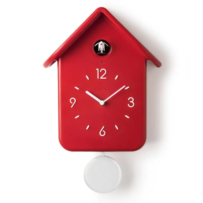 Orologio da Parete a Cucù QQ 24,8x12xh39 cm - con pendolo removibile per diventare un orologio da appoggio colore rosso Guzzini Offerta Del Giorno