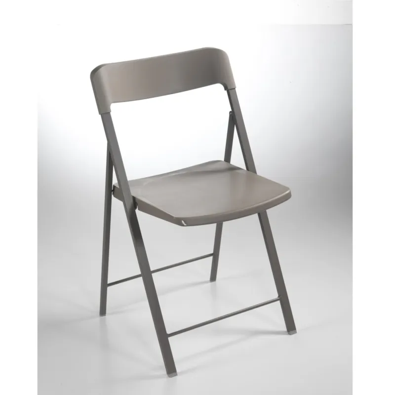 Affare Sedia pieghevole richiudibile ZETA Altezza seduta 45 cm con struttura Alluminio Grigio tortora, chiusa ingombra solo 5 cm seduta e schienale in plastica tortora Pezzani srl
