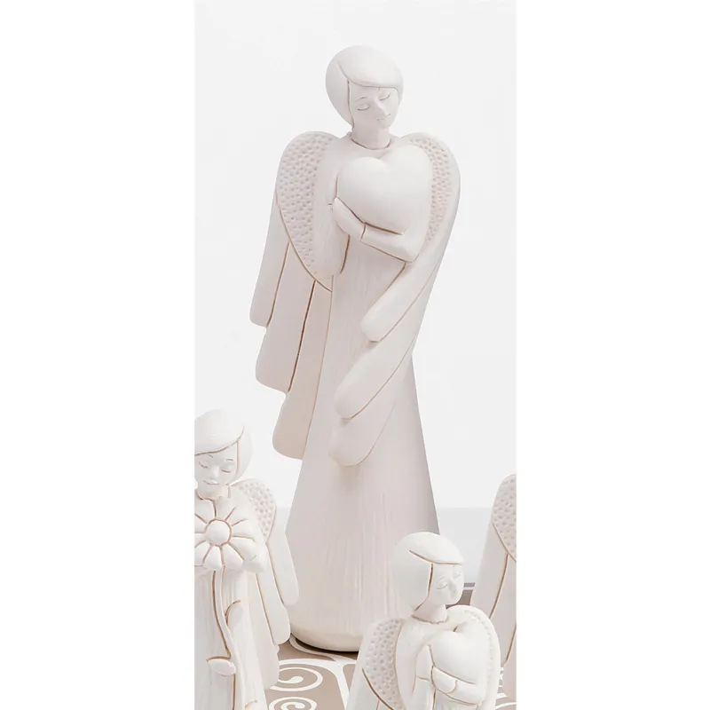 Angelo in resina colore bianco con decoro Cuore h 18 cm in scatola regalo, ideale per uso bomboniera Fantin Argenti Occasione Imperdibile