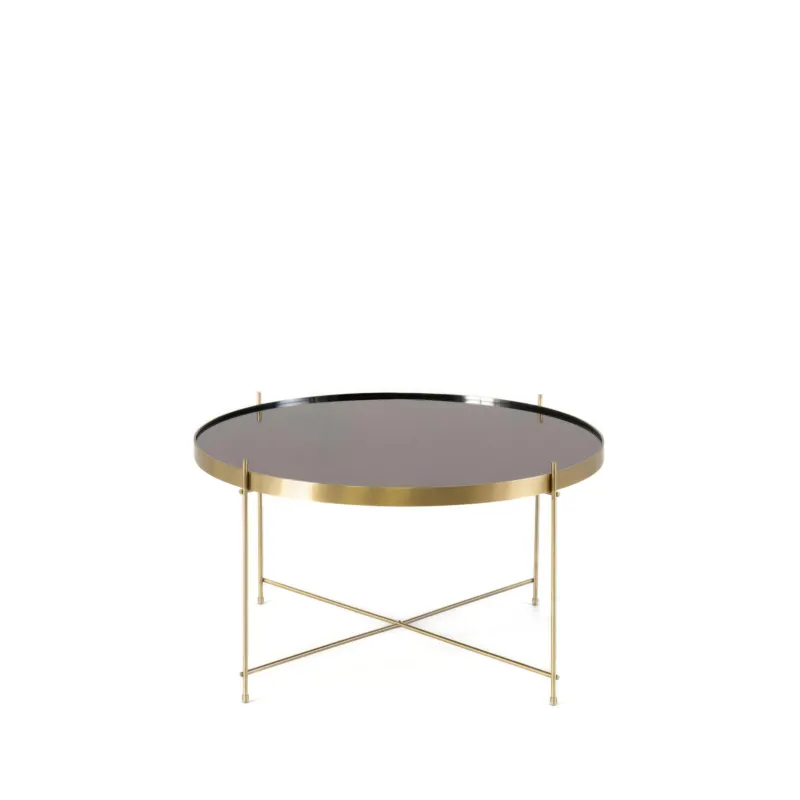 Di Tendenza Tavolino Marissa Design twist 70x70xh40 cm, Top Ottone e Vetro Temperato, Base Ottone Lucido e Metallo Stones Srl