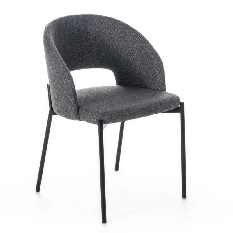 Esclusivo Sedia di tessuto imbottito, la quale presenta uno schienale circolare MOD GRETA dimensioni 52x55,5x h 78,8 cm - peso 3,5 kg schienale e seduta colore Grigio Stones Srl
