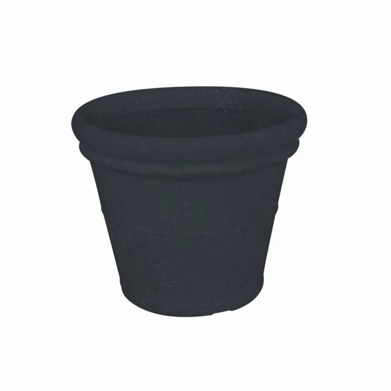 Ultime Pezzi Vaso Tondo in Polietilene Liscio con sottovaso dimensioni 50x31xh 40 cm - 30 litri adatto interno esterno colore Grafite Kloris