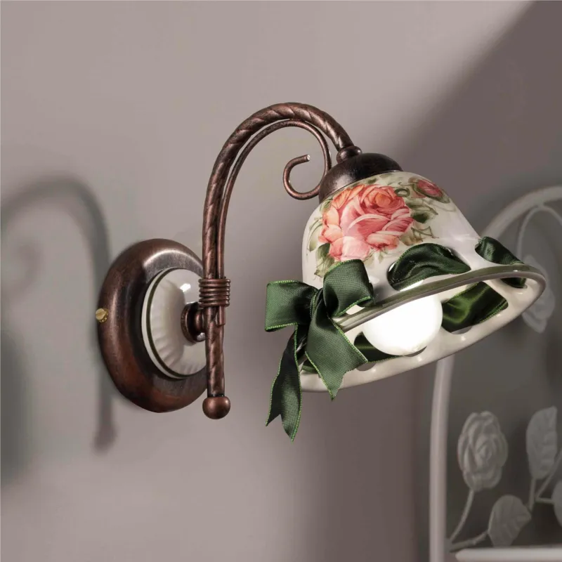 Applique da interno in materiale Ceramico LINEA NAPOLI 15x27x h 17 cm peso 1,55 kg - Attacco Lampada E 14 interno con portalampade in cramica Ferroluce Bestseller