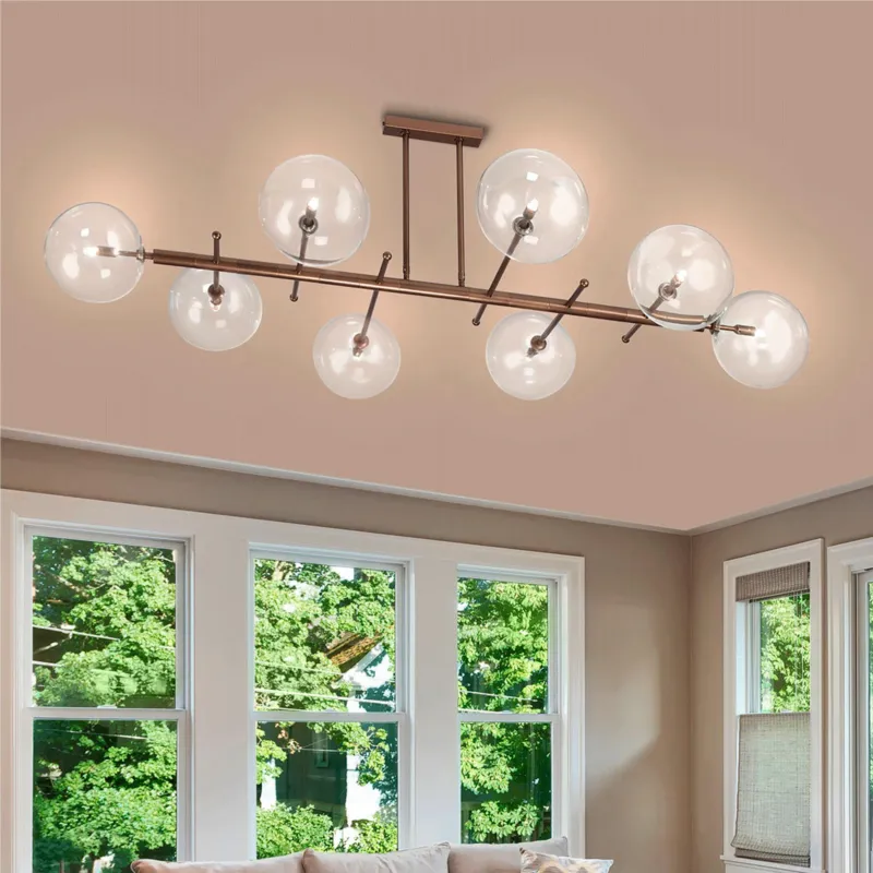 Lampada a sospensione con struttura in metallo brunito ESTRO 8 SFERE Dimensioni 160x6115xh 40 MAX 75 cm G9 6x Max 40 Watt 7 kg e diffusori con sfere in vetro cristallo Trasparente Metalluxlight Soddisfatti O Rimborsati