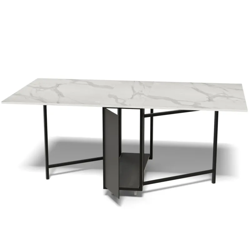 Compra Oggi Stesso Tavolo chiudibile con portasedie e ruote, Archimede, Dimensioni 172x92x h73 cm richiudibile in 34 centimetri Dotato di Porta di chiusura, ripiano Marmo telaio Nero sable consegnato Montato Pezzani srl AS-AS-1