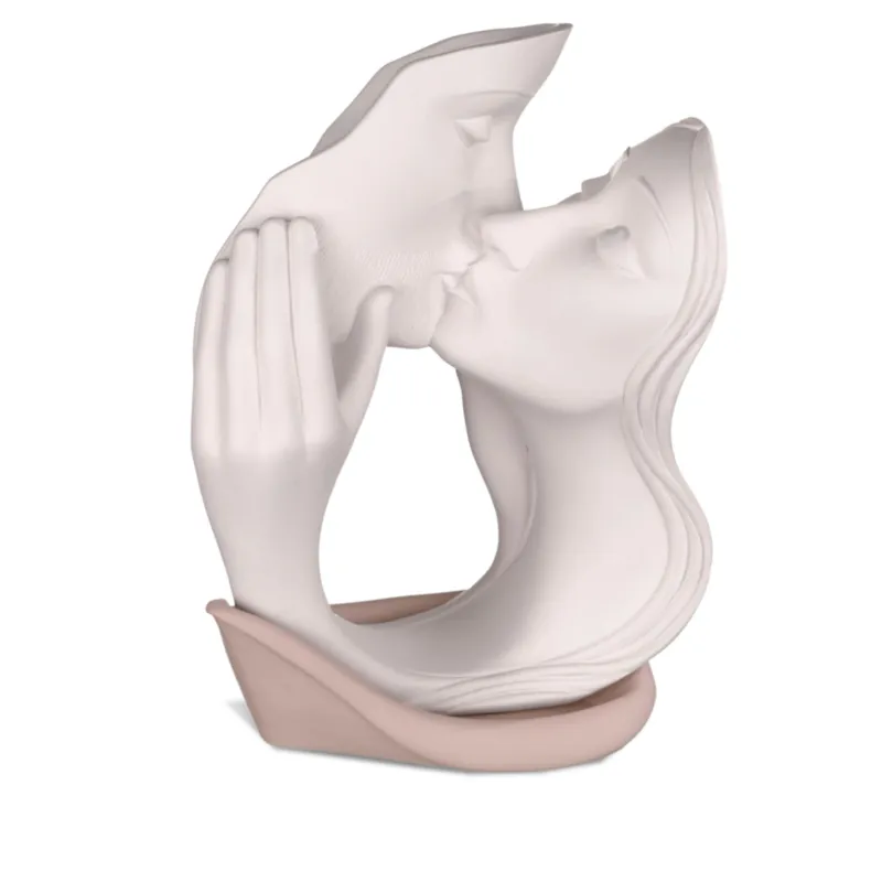 Acquista Ora Bacio in resina Grande Bianco base Tortora 16x26 cm immagine può essere appeso o appoggiato per bomboniera ,battesimo cresima, matrimonio Fantin Argenti