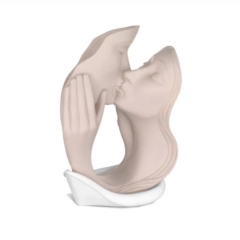 Bacio in resina Medio Tortora base Bianca 11x18 cm immagine può essere appeso o appoggiato per bomboniera ,battesimo cresima, matrimonio Fantin Argenti Compra Adesso