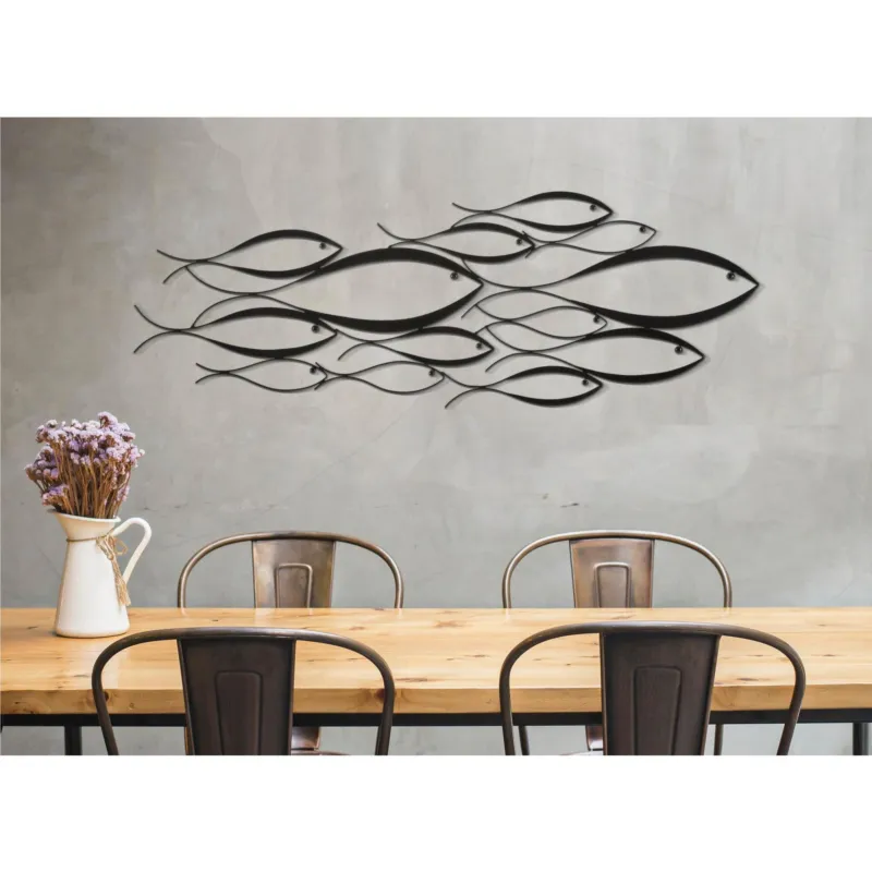 A Buon Prezzo Pannello decorativo 3D in metallo nero insieme di pesci, FISHY Pezzi , 100x1,3x h 35 cm peso 1,500 kg colori multicolor Mauro Ferretti