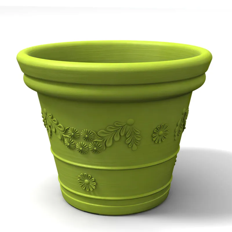 Vaso festonato in Polietilene con decoro a rilievo TONDO dimensioni 55x43xh 40 cm adatto interno esterno colore kiwi Kloris Ultima Occasione