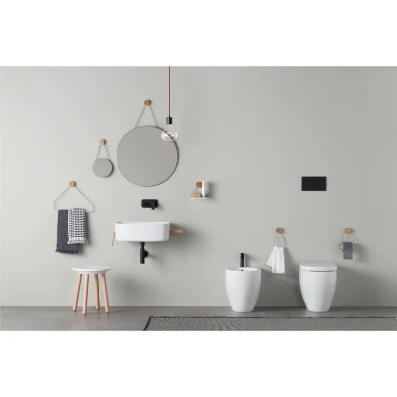 Specchio da Muro dotato di pellicola di sicurezza x i danni dovuti alle schegge con cilindro in legno Rovere Diametro 85 cm Linea RING Faggio Naturale Ever Life Design Ultimissimo Modello
