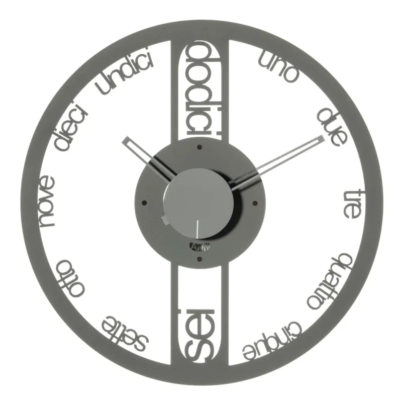 Esclusivo Orologio da parete Circolo piccolo Dimensioni 44 cm ore scritte in forma di lettere anziché numeri colore Fango Arti e Mestieri
