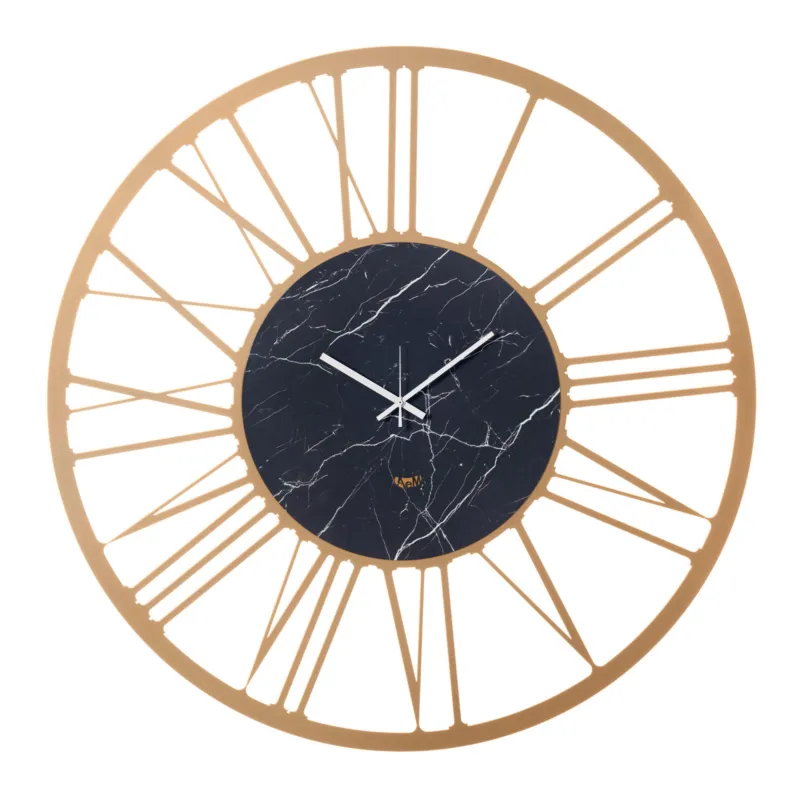 Orologio da parete CLASSICO MARMO BIG , Diametro 90 cm quadrante effetto marmo marmo stampato e numeri romani colore Oro laccato-marmo nero Arti e Mestieri Prezzo Basso