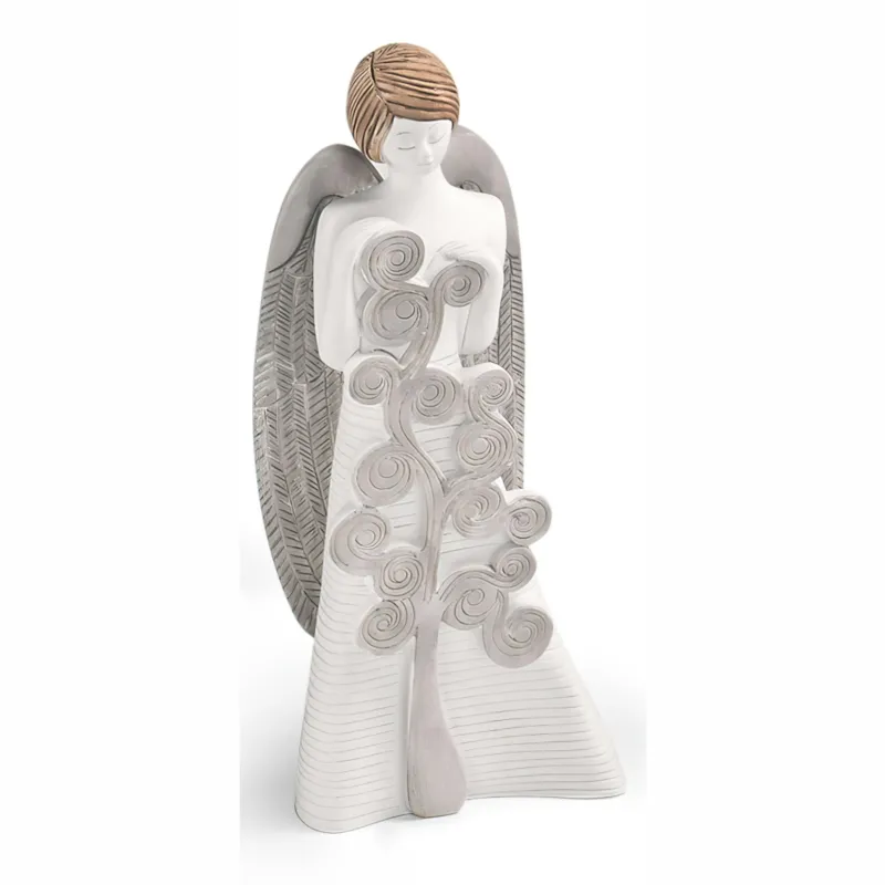 Angelo in resina Pastellata con decoro albero della vita h 12 cm in scatola regalo, ideale per uso bomboniera Fantin Argenti Non Perdere