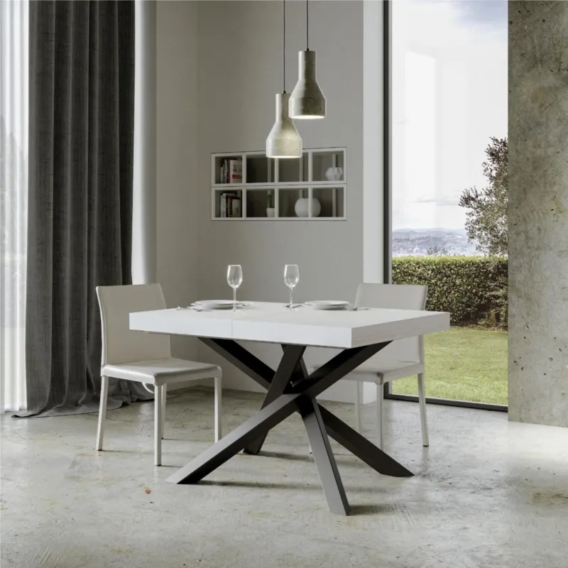 Sconto Tavolo Allungabile Piano VOLANTIS design Moderno Dimensioni 90x130xh77 cm estensibile fino a 234 cm telaio 4 colori piano in Legno di Frassino Bianco Frassino Itamoby