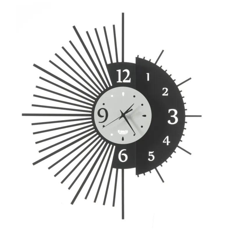 Orologio da parete con doppio design MIRO Dimensione 52x59 h cm colore Nero e bianco marmo Arti e Mestieri Popolare