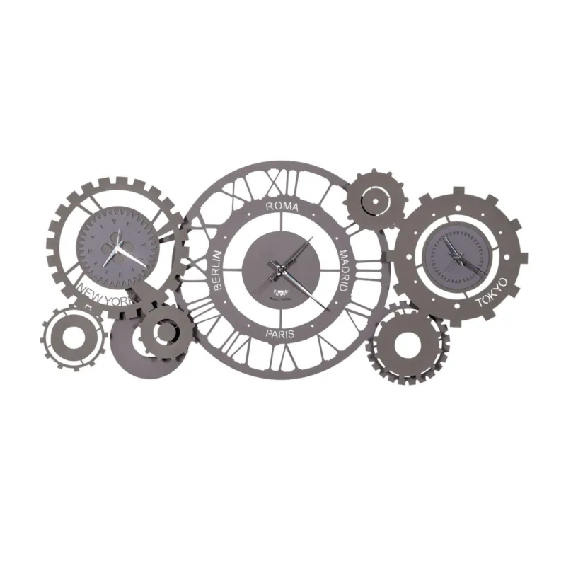 Orologio da parete interessante FUSO NECCANO composto di ingranaggi Stile Industrial dimensioni 97x h 44cm colore Fango e Alluminio Arti e Mestieri Prezzo Ridotto