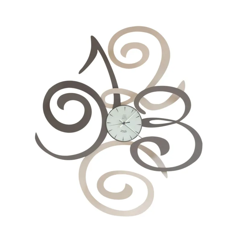 Orologio da parete sinuoso FILOMENA linee arricciate dimensioni 80x h 93 cm colore Fango e Sabbia Arti e Mestieri Ultimissimo Modello