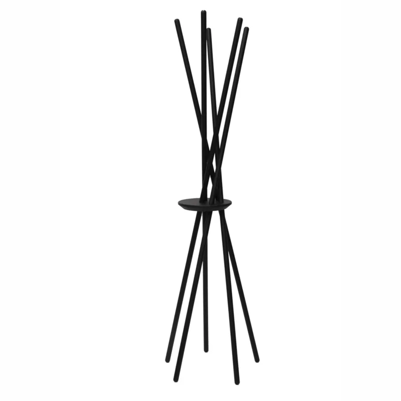 Appendiabiti da terra in Legno con portaoggetti vuota tasche 53x48xh172 cm STECCO in legno colore Nero DEL FABBRO F.LLI Promo Stagionale