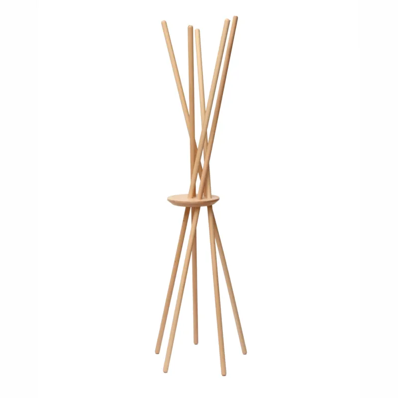 Prezzo Basso Appendiabiti da terra in Legno con portaoggetti vuotatasche 53x48xh172 cm STECCO in legno colore naturale DEL FABBRO F.LLI