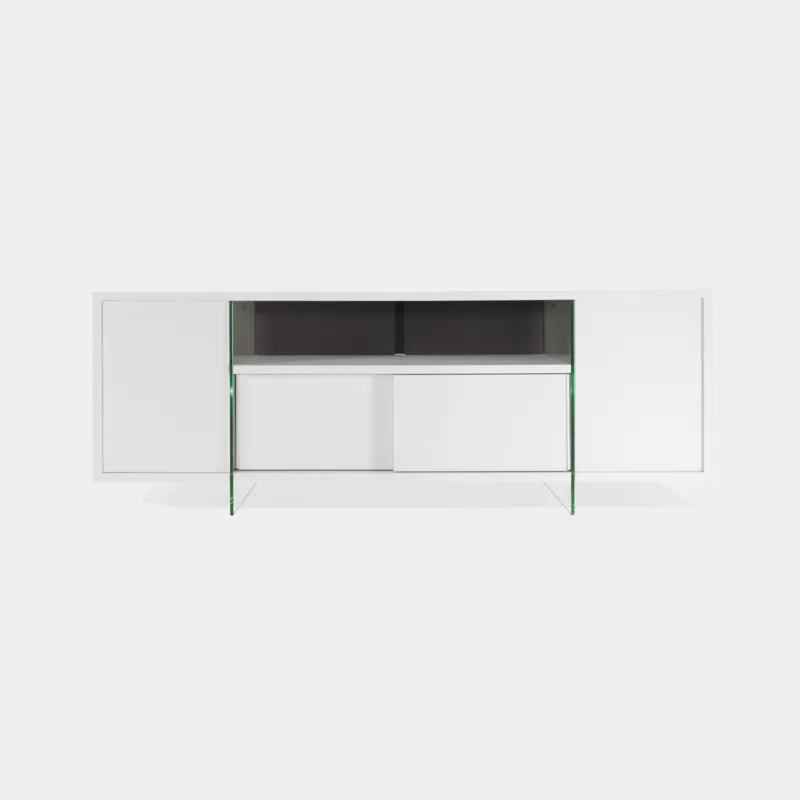 Mobile porta-TV con struttura realizzata in laminato Ecologico MOVIE spessore 180x45x h65 cm ante e scorrevoli da 18 mm colore bianco opaco Pezzani srl Quantità Limitata