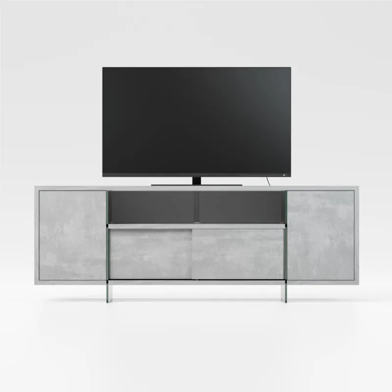 Mobile porta-TV con struttura realizzata in laminato Ecologico MOVIE spessore 180x45x h65 cm ante e scorrevoli da 18 mm colore cmento Pezzani srl Non Perdere