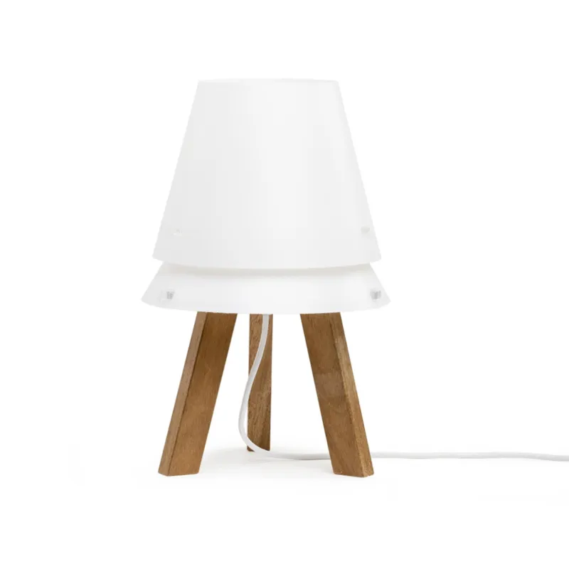 Abatjour con paralume in Polypropylene, struttura in legno LUCIO Dimensioni 25x25xh 41 cm colore Mogano Emporium Offerta Limitata