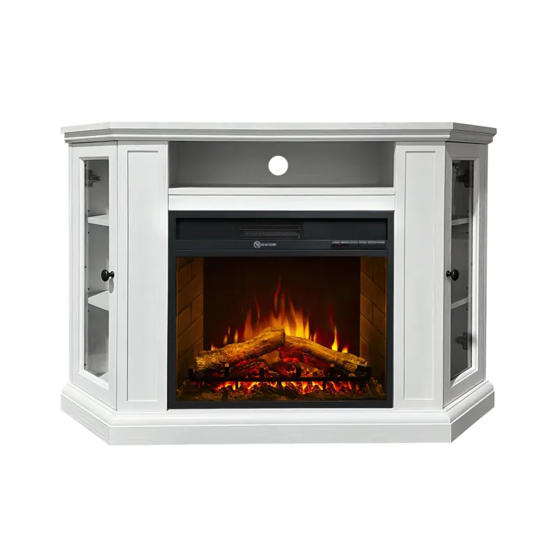 Affare Camino elettrico caminetto da terra ad angolo MADISON in legno Bianco L126 x P78 x H83 DivinaFire