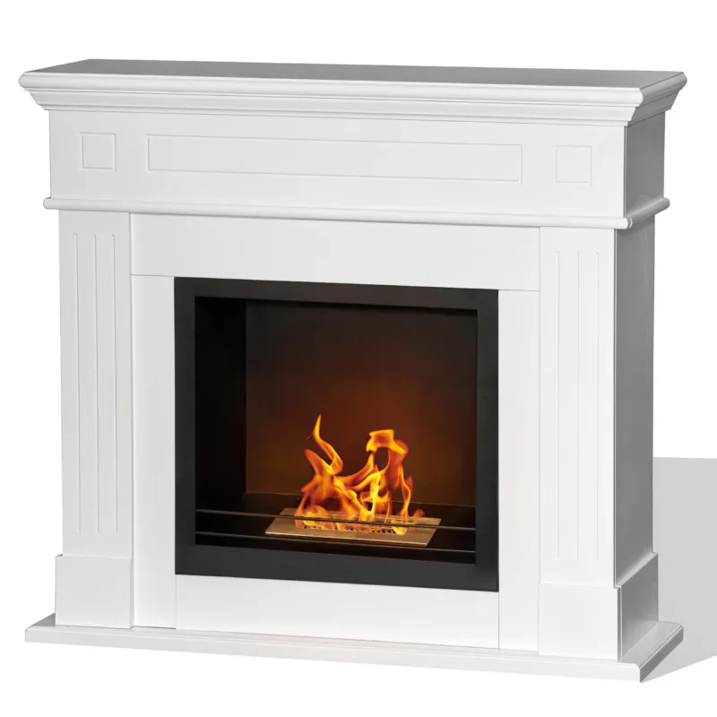 Camino a bioetanolo biocamino da terra Cambridge in legno Bianco 110x37xh 102 cm Ideale per ambienti fino a 90 mt quadrati DivinaFire Consegna Rapida
