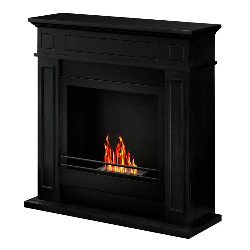 Spedizione Espresso Camino a bioetanolo Biocamino da terra JEFFERSON Nero Dimensioni 89,5x28x h 90,5 cm Peso 15 kg Struttura esterna in robusto legno MDF Volume riscaldabile 30 m2 DivinaFire