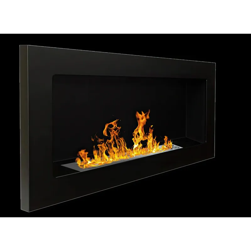 Ultima Occasione Camino a bioetanolo da parete o incasso Lucca Ecologico Nero L 90 x P 12 x H 40 Ideale per ambienti fino a 25-30 m2 DivinaFire