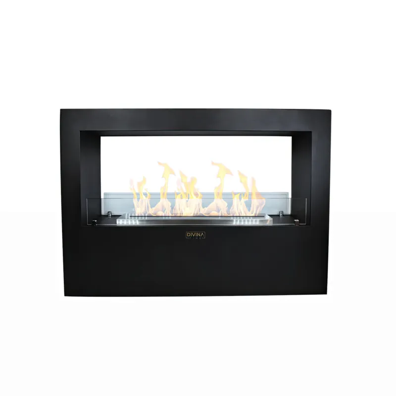 Quantità Limitata Camino a bioetanolo da terra per interno esterno Giotto S Nero 100x30xh 70 cm DivinaFire