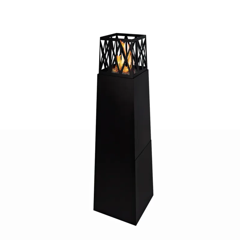 Prezzo Ridotto Camino a bioetanolo da giardino per esterno Vulcano Nero 40x40x145 DivinaFire