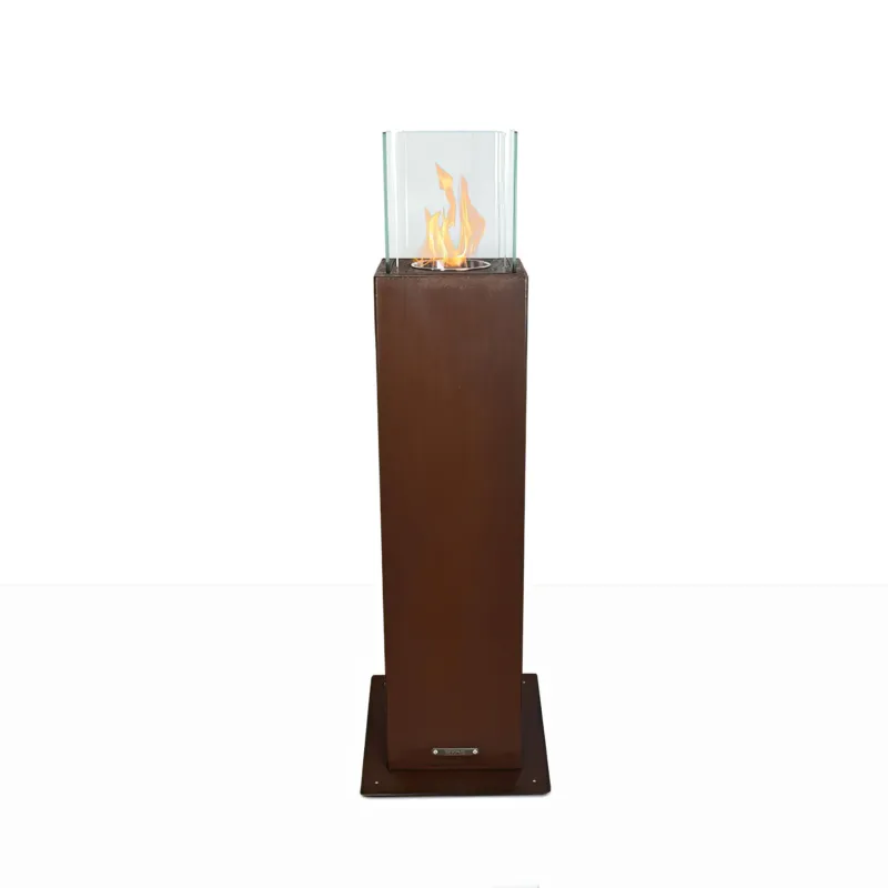 Ultimissimo Modello Camino a bioetanolo da giardino biocamino per esterno Capri 20x20x h70 cm Ruggine DivinaFire