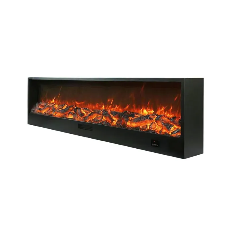 Caminetto da incasso Vesuvio Caminetto Elettrico Da Incasso Lungo 2 Mt 200x20xh 50,7 cm - Peso 58 kg a 1500w Nero SINED Italia Professionale