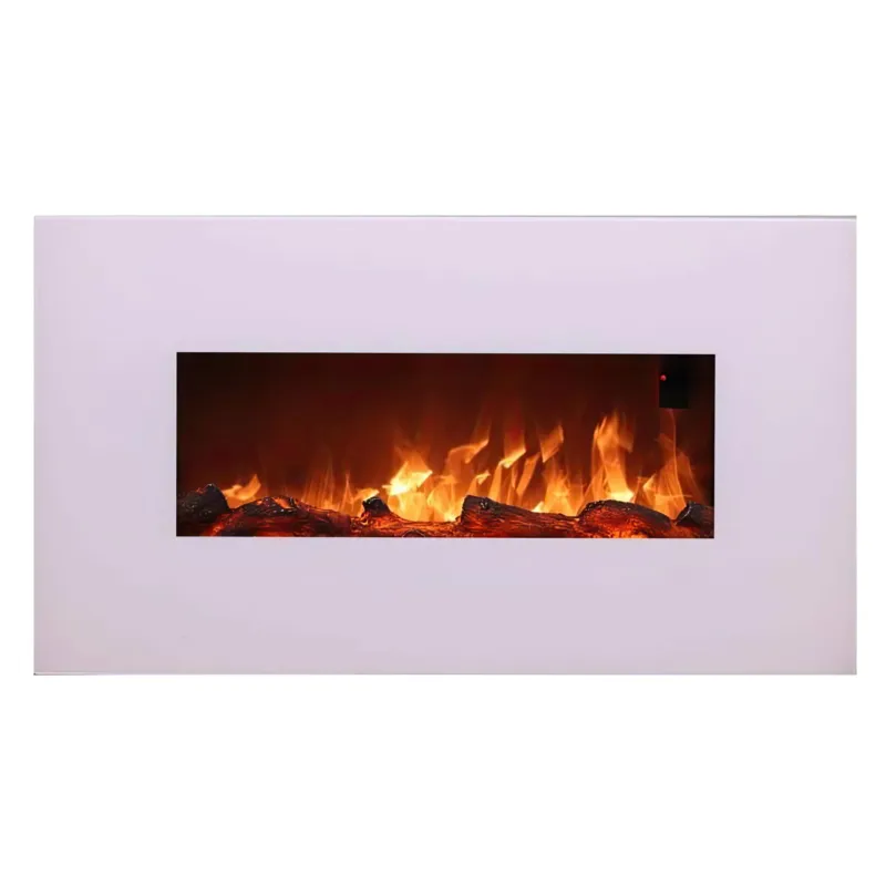 Caminetto Elettrico Da Parete MONTE BIANCO In Acciaio e Vetro Da 1500 W Dimensioni 98x13,8 x h 55 cm - Peso 17 kg programmabile per 7 giorni Effetto Fiamma Led Bianco SINED Italia Popolare