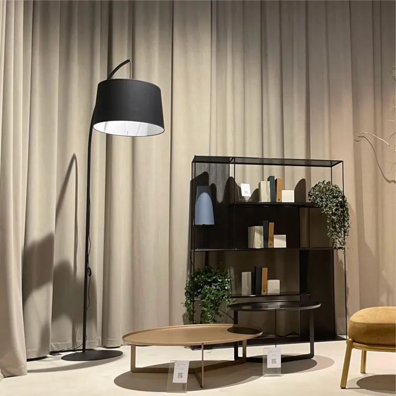 Lampada, Piantana da Terra In stile glam in metallo Nero FABIAN dimensioni 40,5x 1xh120 cm -peso 7,00 kg Paralume tessuto Meme Design Miglior Prezzo