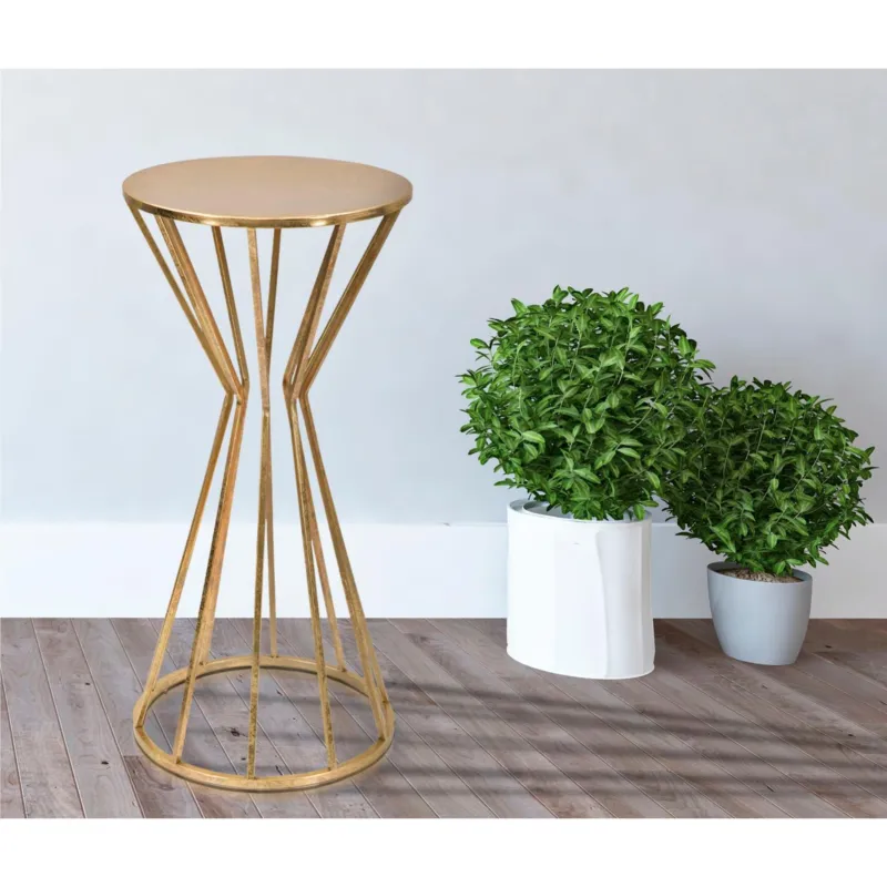 Offerta Speciale Porta telefono, Tavolinetto porta telefono rotondo in metallo STICK GLAM Dimensioni Ø 38xh 80 cm - stile glamour! Dorato Mauro Ferretti